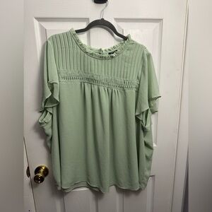 Torrid Light Green‎ Ruffle Blouse
